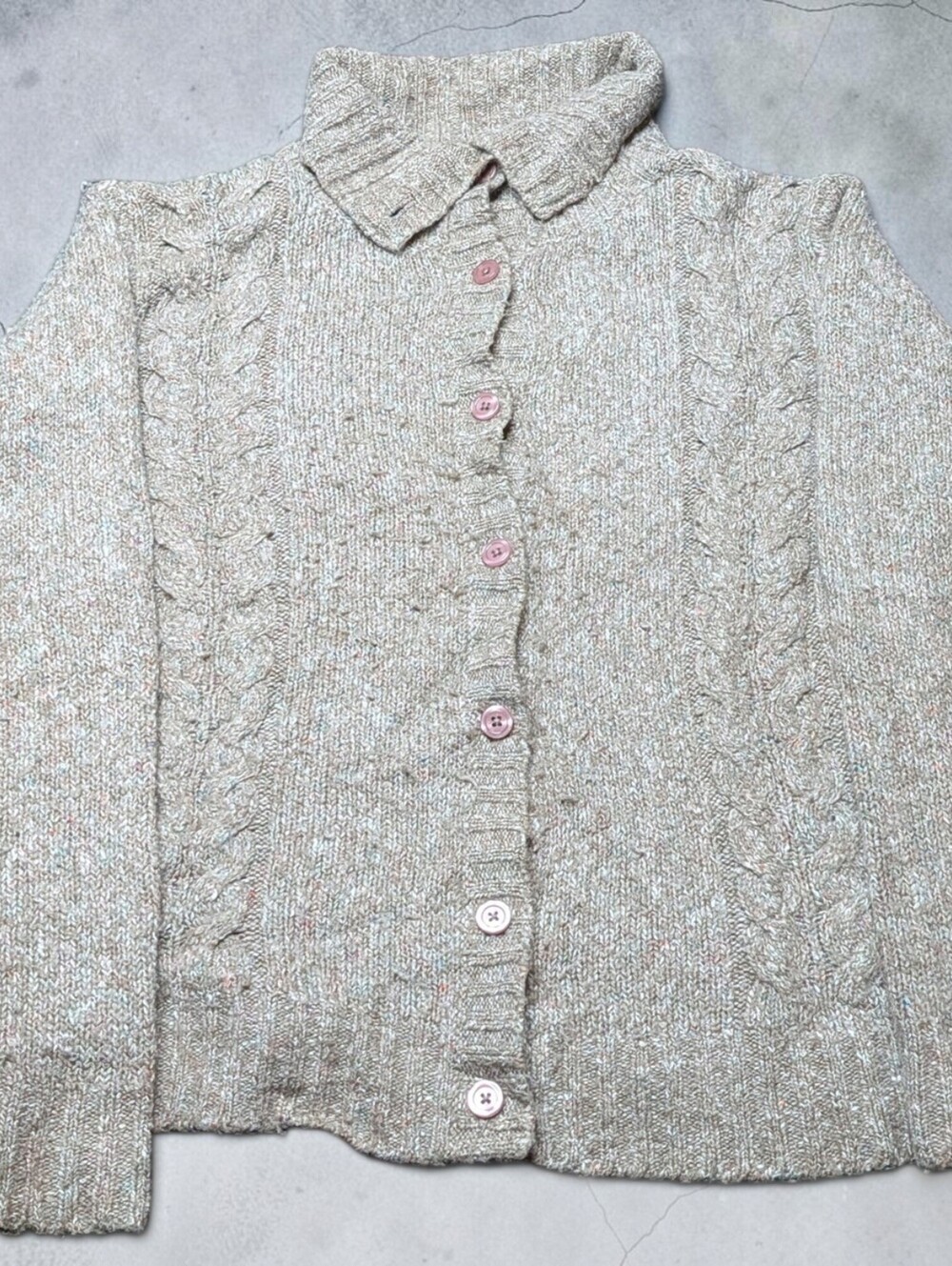 L.L. Bean Wool Blend Knit Cardigan Sweater Womens XL Brown Granola Cabincore